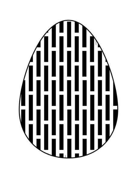 Icono de huevo de Pascua plano monocromo con patrón geométrico sobre fondo blanco . . — Foto de Stock