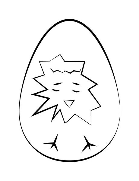 Plochý symbol s vajíčkem s obrázkem krásného drobného kuřete. . — Stock fotografie
