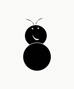 Vektör silueti beyaz arka plan üzerinde izole karınca gülümseyen