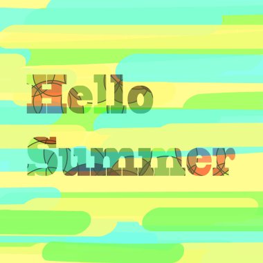 Boya darbeleri etkisi ile soyut bir arka plan üzerinde Hello Summer Yazma.