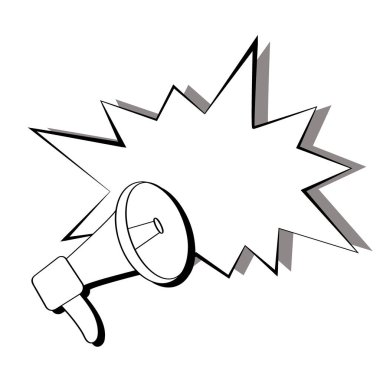 Megafon Düz simgesi, komik pop art tarzı nd konuşma bu boynuz