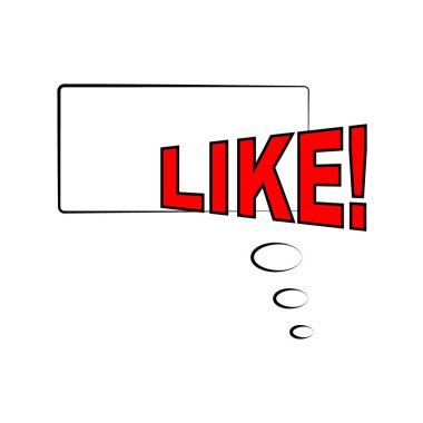 Illüstrasyon. Beyaz arka planda yalıtılmış çizgi roman pop art stilinde çerçeve şablonu. Metin Like ile komik kabarcık konuşma.