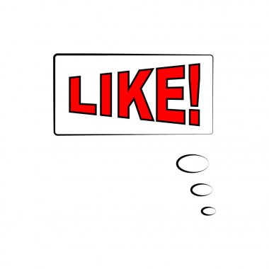 Illüstrasyon. Beyaz arka planda yalıtılmış çizgi roman pop art stilinde çerçeve şablonu. Metin Like ile komik kabarcık konuşma.