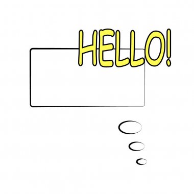 Metin ile komik konuşma balonu. Illüstrasyon. Beyaz arka planda yalıtılmış pop art stilinde şablon çerçevesi. Ses efekti. Evet.