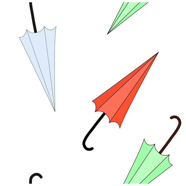 Bezproblemowy wzór z wielokolorowymi, składanymi parasolami. Płaska ilustracja wektorowa z obrazem ochrony przed deszczem. — Wektor stockowy