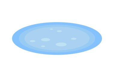 Yağmur damlaları çevrelerle bir su birikintisi düz vektör simgesi.