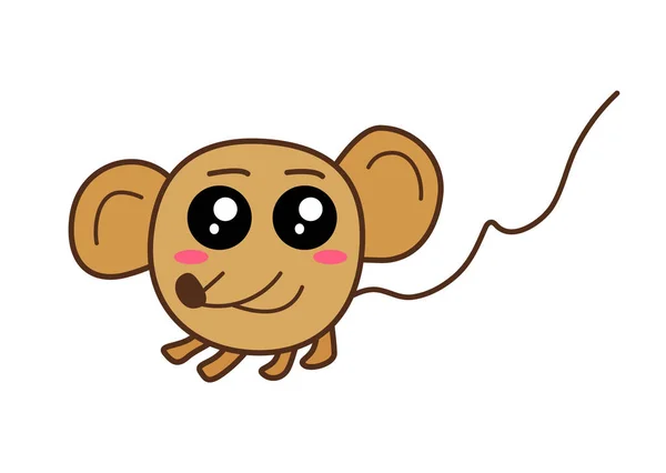 Rato kawaii marrom dos desenhos animados, rato isolado em um fundo branco. Símbolo de vetor chato de Ano Novo Chinês 2020 . — Vetor de Stock