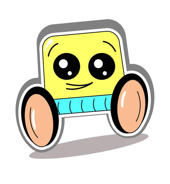 Auto coche ilustración vector plano. Lindo personaje de autobús de dibujos animados. Transporte Kawaii . — Archivo Imágenes Vectoriales