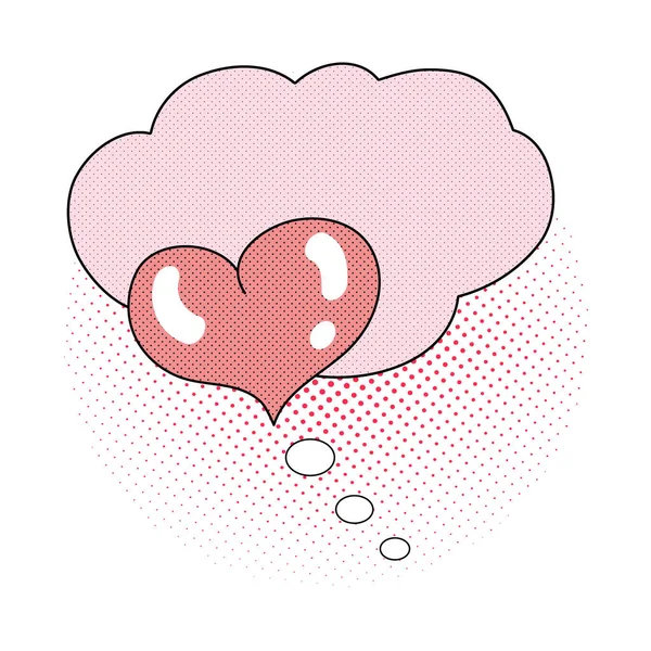 Discurso de burbuja cómica de arte pop con espacio de copia y corazón. Día de San Valentín. Amor. . — Foto de Stock