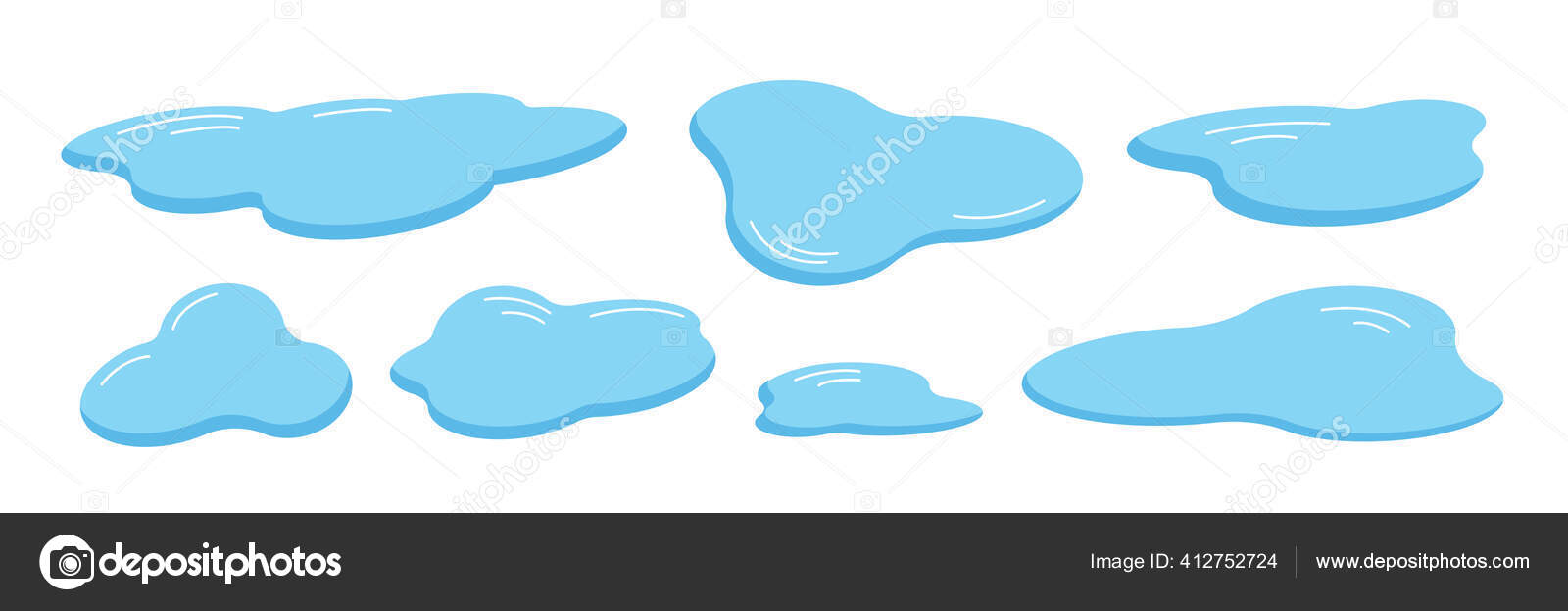 Vector Cartoon Set Puddles Collection Reservoirs Isolated White Background  Blue Stock Vector Image by ©bonista #412752724