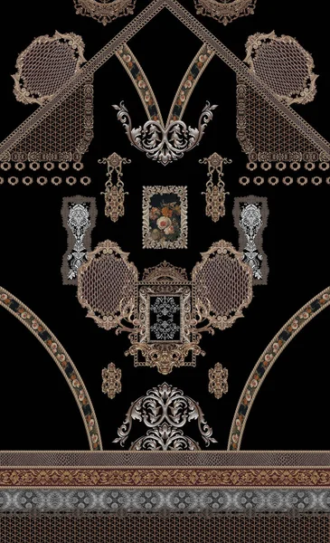 Baroque gold black design — Stock Photo, Image