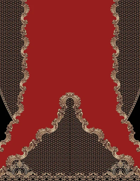 Barokní Červená Černý Design — Stock fotografie