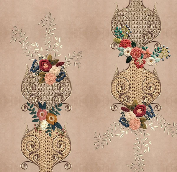 embroidery flowers  baroque design