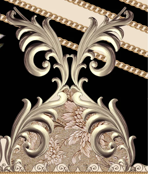 바로크 금선들의 기하학적 — 스톡 사진