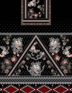Çiçekler romantik geometrik çizgiler tasarımı 