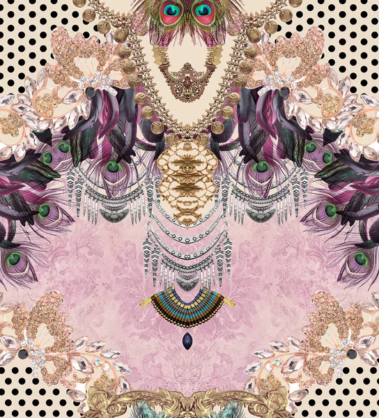 Smycken Blommor Barock Guld Design — Stockfoto