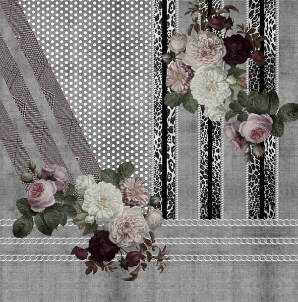 Flowers Geometric Black White — Stock Photo, Image