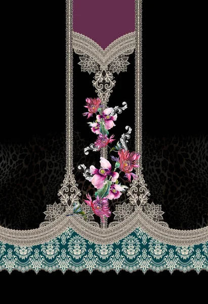 Blumen Romantische Spitzenfarben Design — Stockfoto