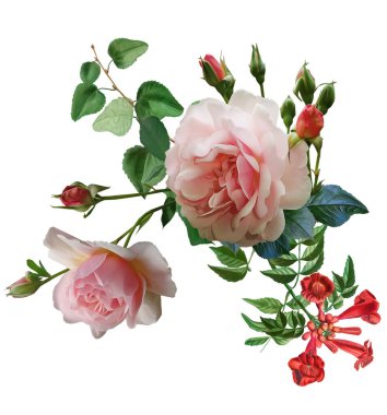 çiçek bahçesi buketi romantik tasarım baskısı 