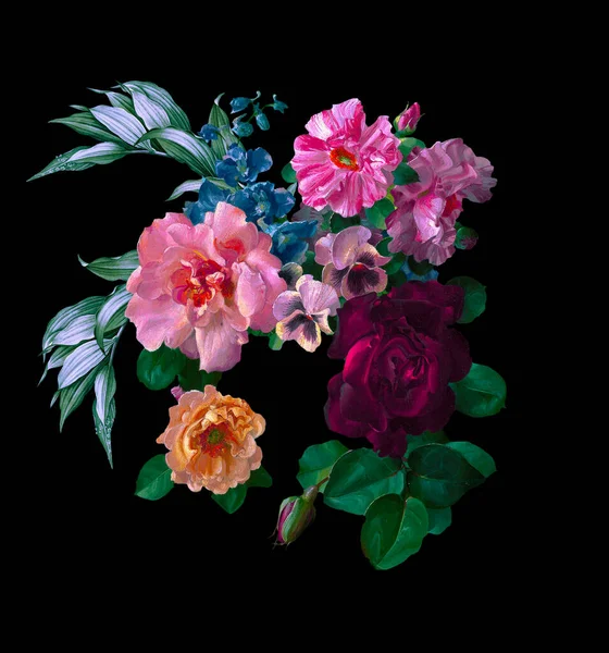 Flores Ramo Jardín Diseño Romántico Imprimir — Foto de Stock