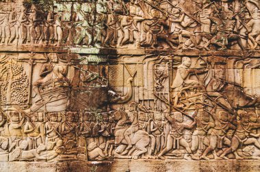 Bas Rölyef - Angkor Wat, Kamboçya, Asya - hikaye Kraliyet ailesi