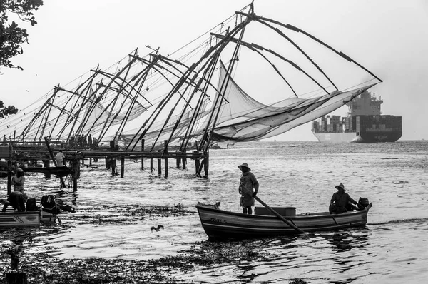 Redes Pesca Cochi Kerala Índia — Fotografia de Stock