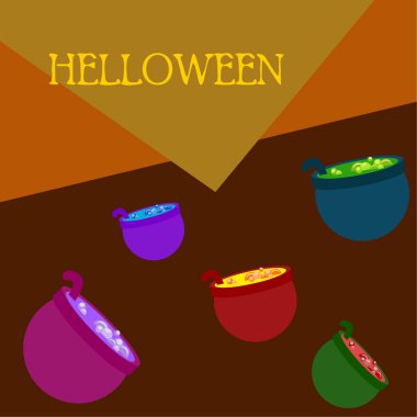 Tencere iksir, Cadılar Bayramı vektör arka plan ile