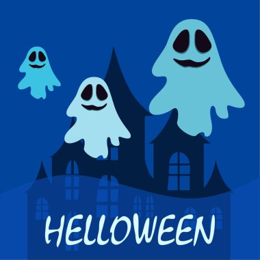 Hayaletlerle cadılar bayramı arkaplanı, vektör illüstrasyonu 