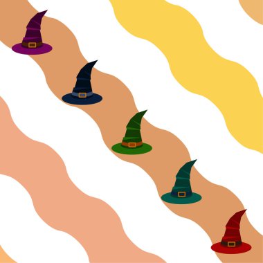 Cadılar Bayramı vektör arka plan cadı şapkaları ile 