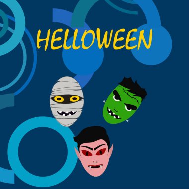 Cadılar Bayramı mavi arka plan ile canavarlar, vektör 