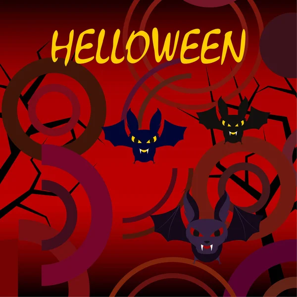 Halloween Netopýři Červeném Pozadí Halloween Plakát Vektorové Ilustrace — Stockový vektor