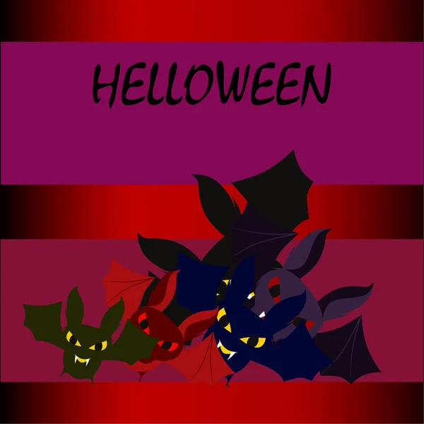 Morcegos Halloween Cartaz Halloween Vector — Vetor de Stock
