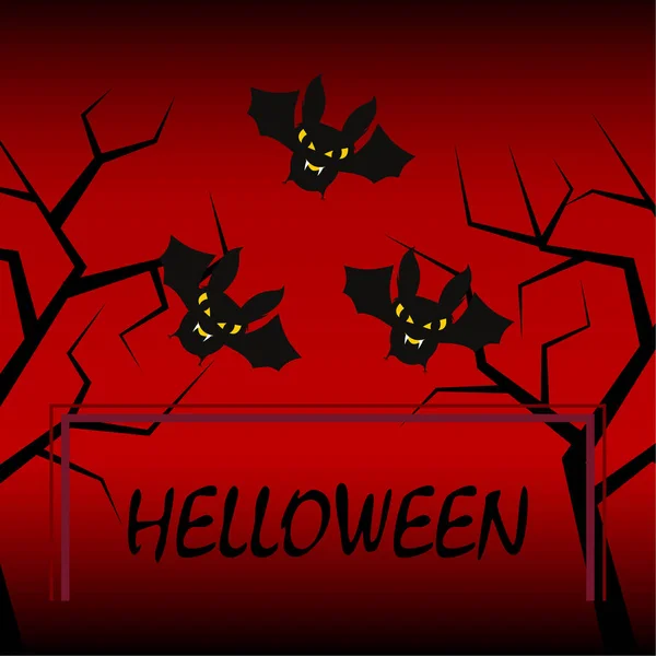 Halloween Fladdermöss Bakgrund Halloween Kort Vektorillustration — Stock vektor