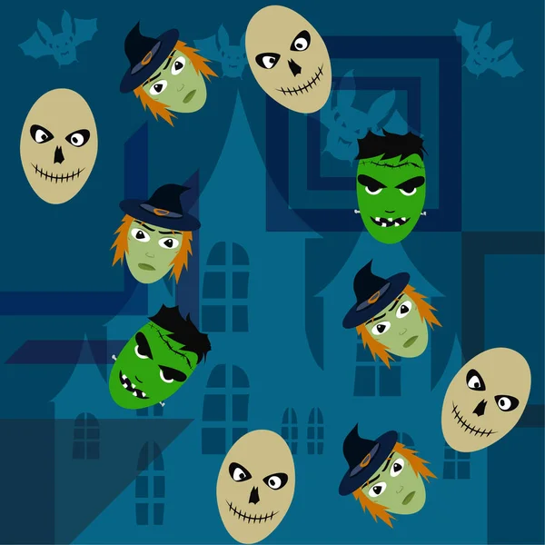 Halloween Hintergrund Mit Totenköpfen Vektorillustration — Stockvektor
