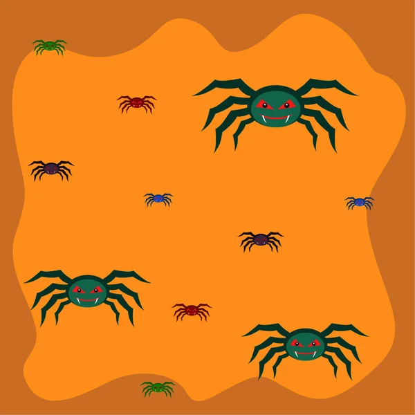 Halloween Illustratie Vector Achtergrond Met Spinnen — Stockvector