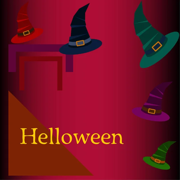 Halloween Bruxa Chapéus Vetor Fundo — Vetor de Stock