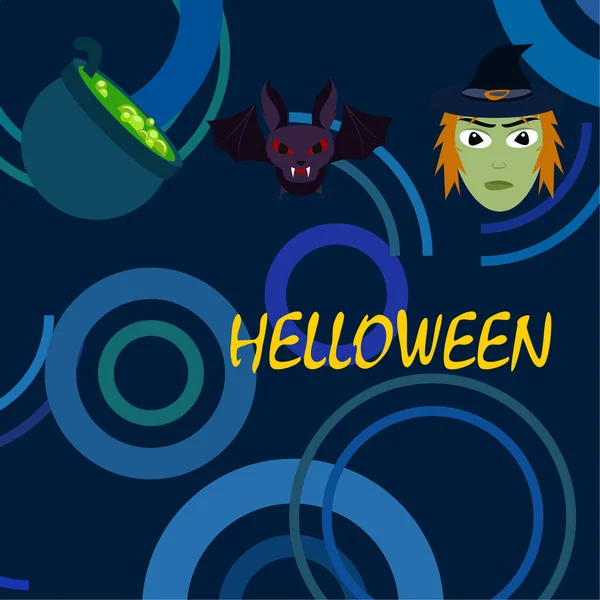 Halloween Čarodějnice Bat Hrnec Vektorové Pozadí — Stockový vektor