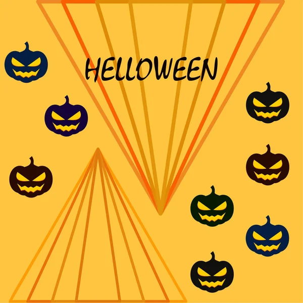 Abóboras Halloween Lanternas Fundo Laranja — Vetor de Stock