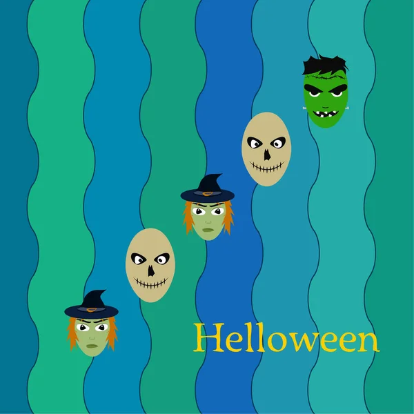 Halloween Efterår Heks Kranier Vektor Illustration – Stock-vektor