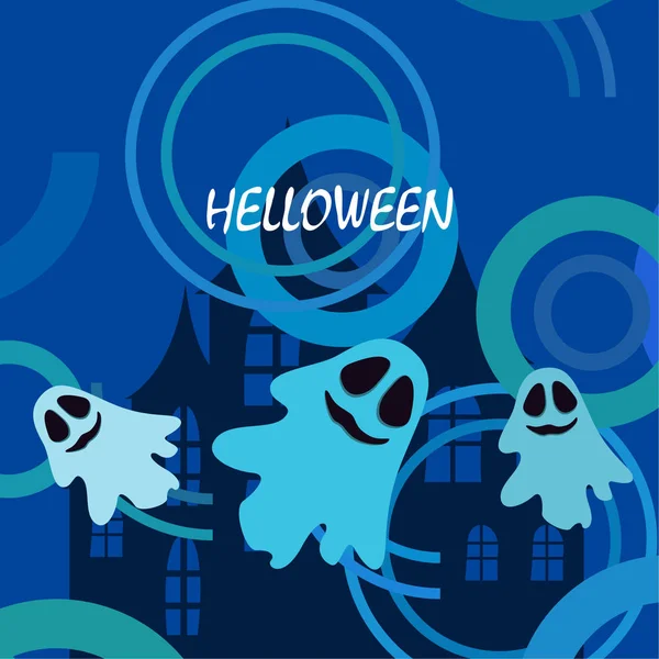 Halloween Vector Fondo Con Fantasmas Ilustración — Vector de stock