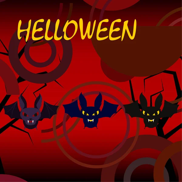 Ilustracja Wektorowa Halloween Nietoperzy Czerwonym Tle Halloween Plakat — Wektor stockowy