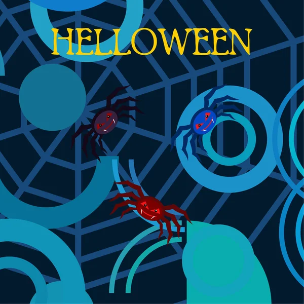 Ilustração Halloween Fundo Vetorial Com Aranhas — Vetor de Stock