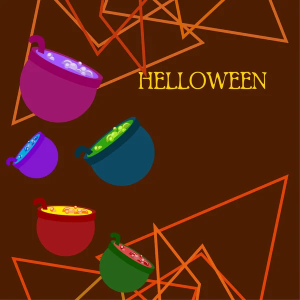 Горшки Зельем Векторный Фон Хэллоуина — стоковый вектор