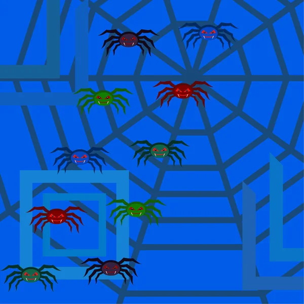 Halloween Background Spiders Vector Illustration — Stock Vector
