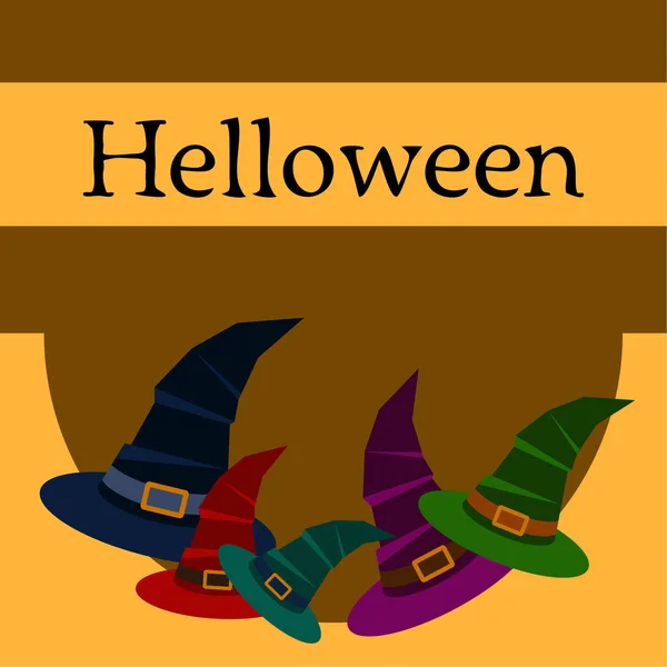 Sfondo Vettoriale Halloween Con Cappelli Strega — Vettoriale Stock