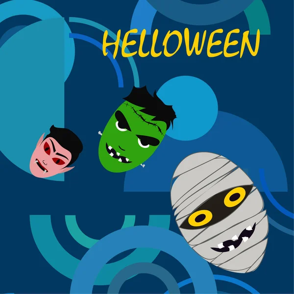 Halloween Modré Pozadí Monstry Vektor — Stockový vektor