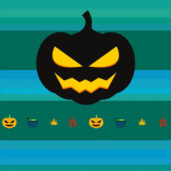 Halloween Automne Citrouilles Feuilles Tombées Chaudrons Sorcières Fond Vectoriel — Image vectorielle