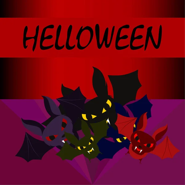 Netopýři Halloween Halloween Plakát Vektor — Stockový vektor