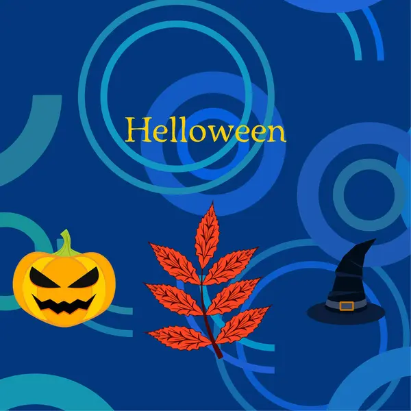 Halloween Herfst Pompoen Wieldop Blad Vector Achtergrond — Stockvector