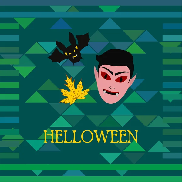 Halloween Autumn Fall Blad Masker Van Dracula Bat — Stockvector